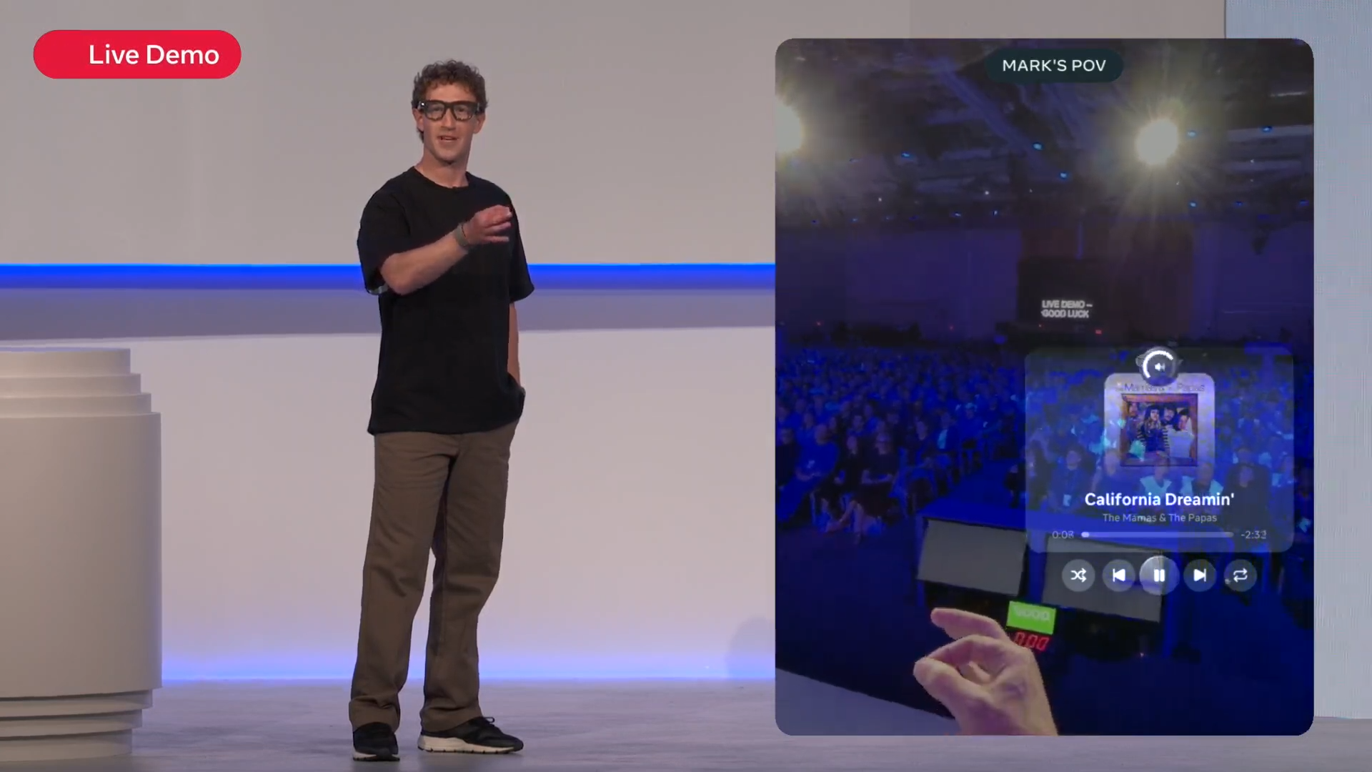 Playing music and controlling the volume on the Meta RayBan Display smart glasses