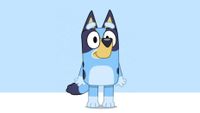 Bluey - animated character on a blue background