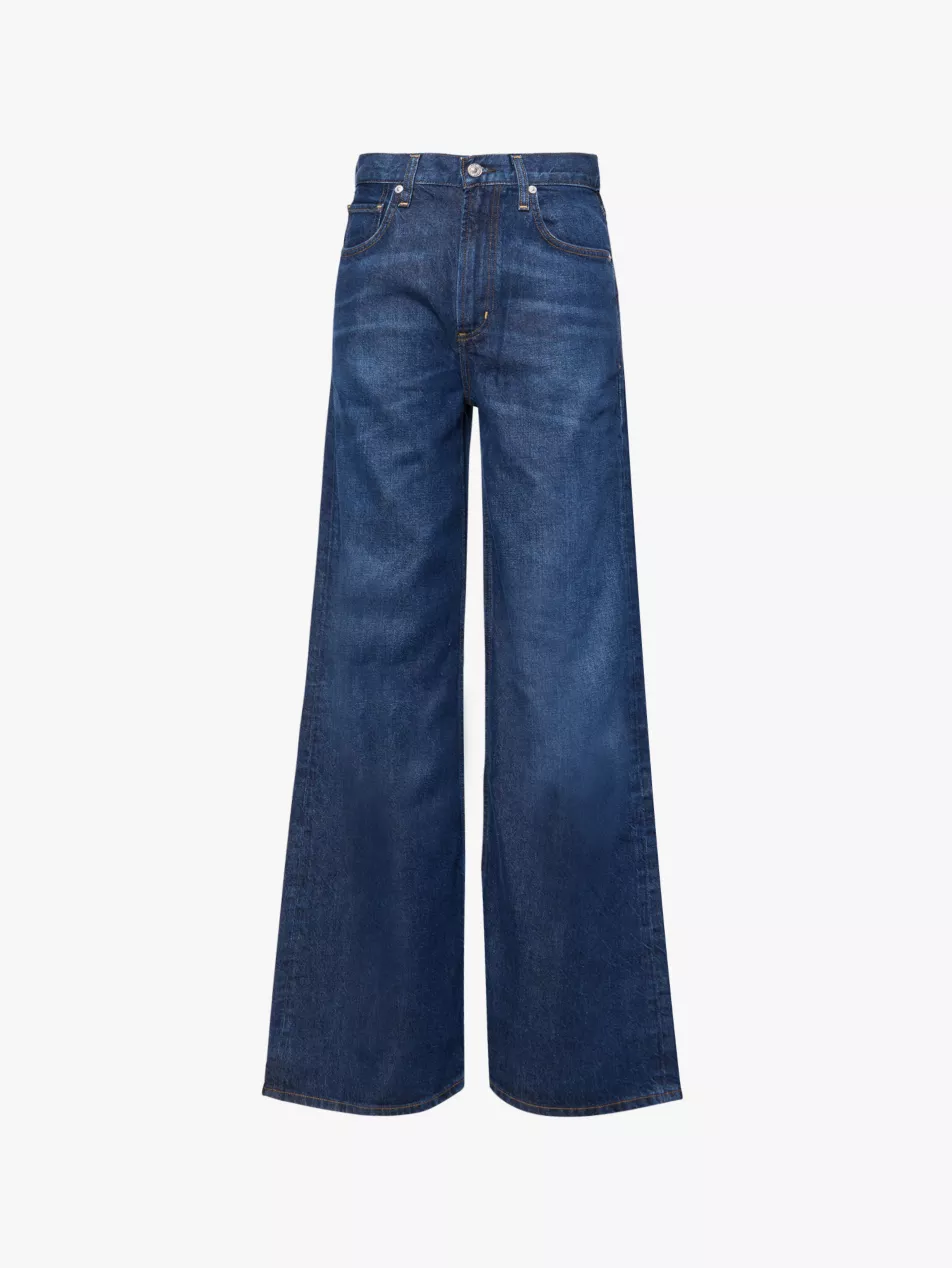 Paloma Baggy Brand-Patch Wide-Leg High-Rise Woven-Blend Jeans