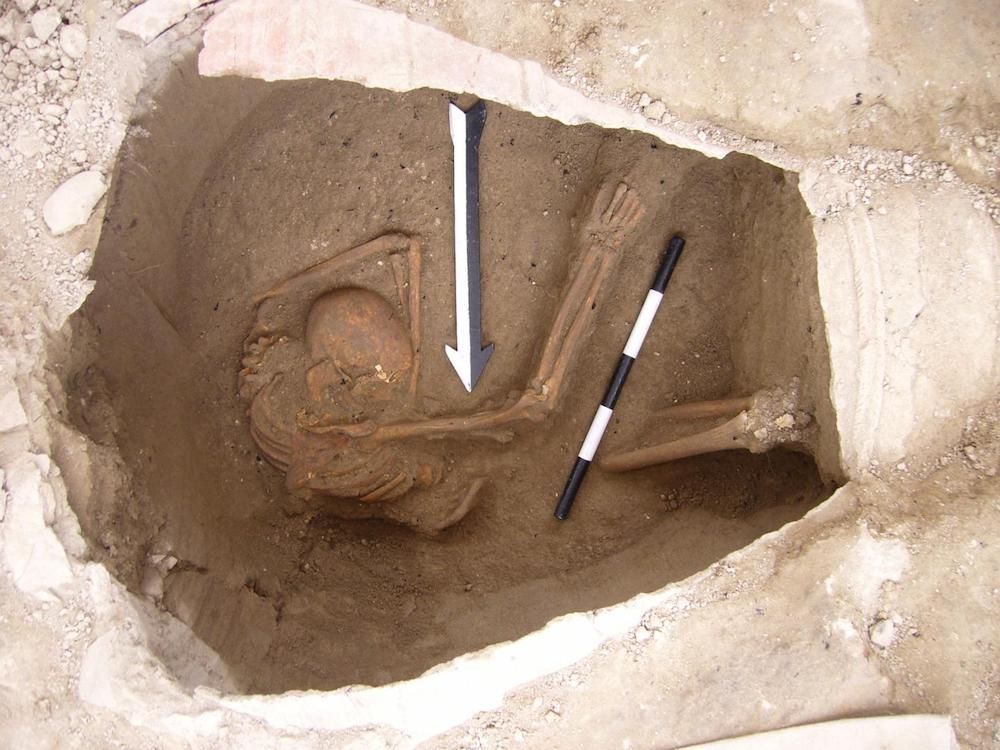 A burial jar containing the remains of an ancient inhabitant of the Canaanite city of Sidon. This individual was one of five whose DNA was sequenced to reveal the ancestry of the Canaanites.