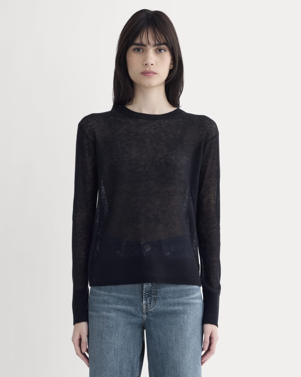 The Air Alpaca&amp;trade; Relaxed Crew Top | Black - Xxs