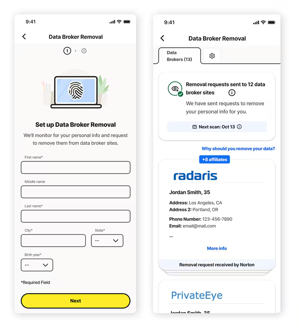 Norton LifeLock data broker removal