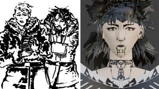 Pen and ink art for a video game