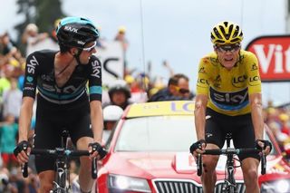 Chris Froome finishes stage 19 with Wout Poels