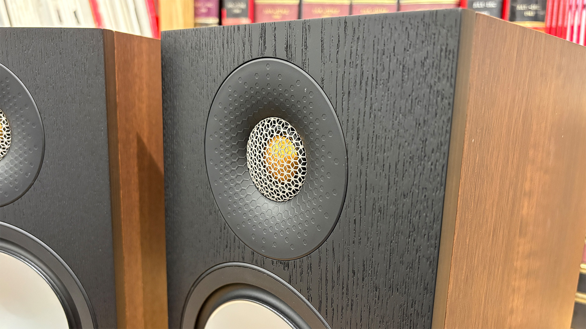 Monitor Audio Bronze 50 7G standmount speakers close up on tweeter