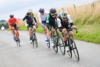 Picture by SWpix.com - 12/09/2021 - Cycling - AJ Bell Tour of Britain Stage 8 - Stonehaven to Aberdeen, Scotland - Trinity Racing's Ben Healy at the front of the break.