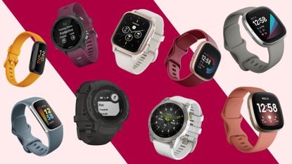 A selection of Garmin vs Fitbit products side by side