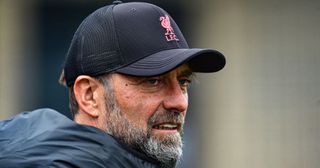 Liverpool manager Jurgen Klopp during a training session at AXA Training Centre on October 14, 2022 in Kirkby, England.