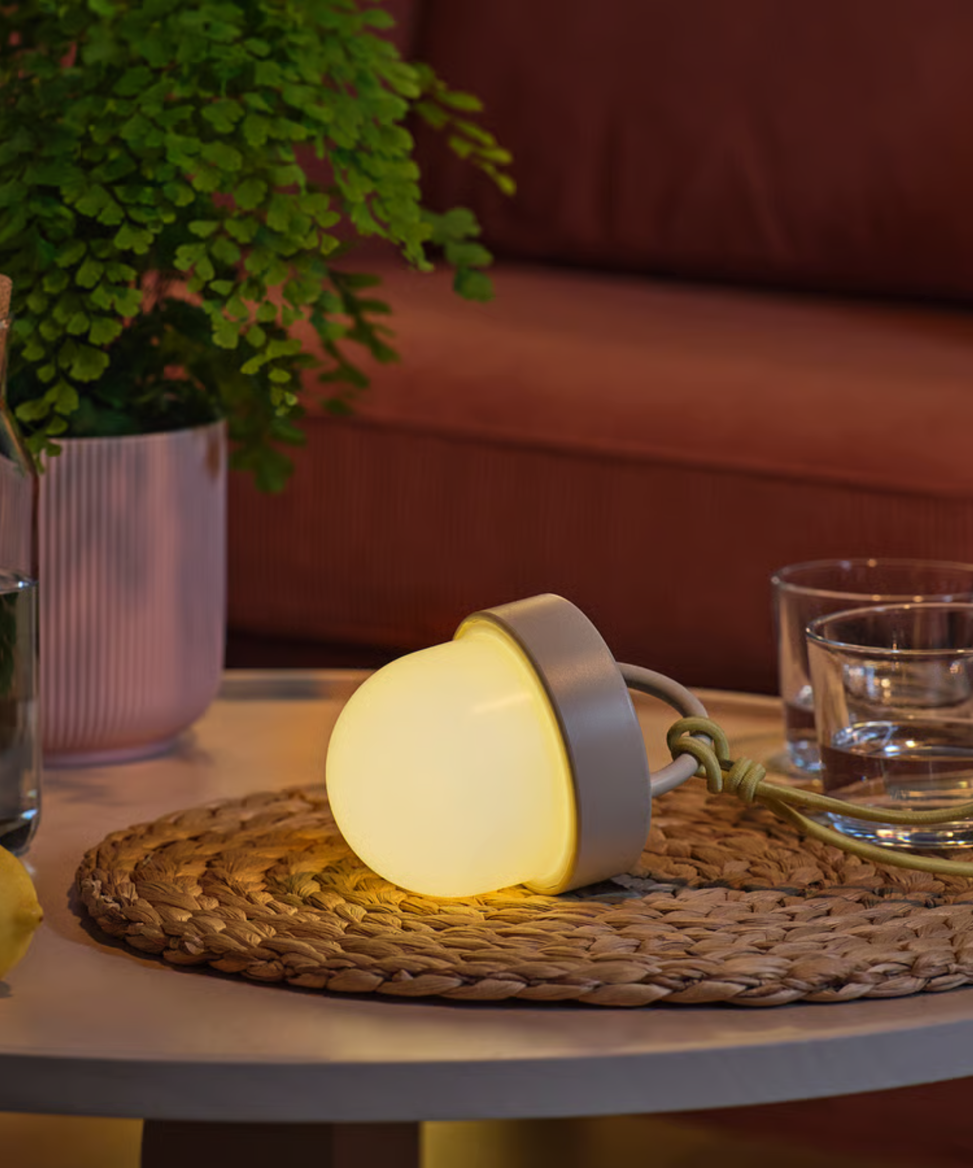 IKEA's Solvinden pendant lamp resting on a table