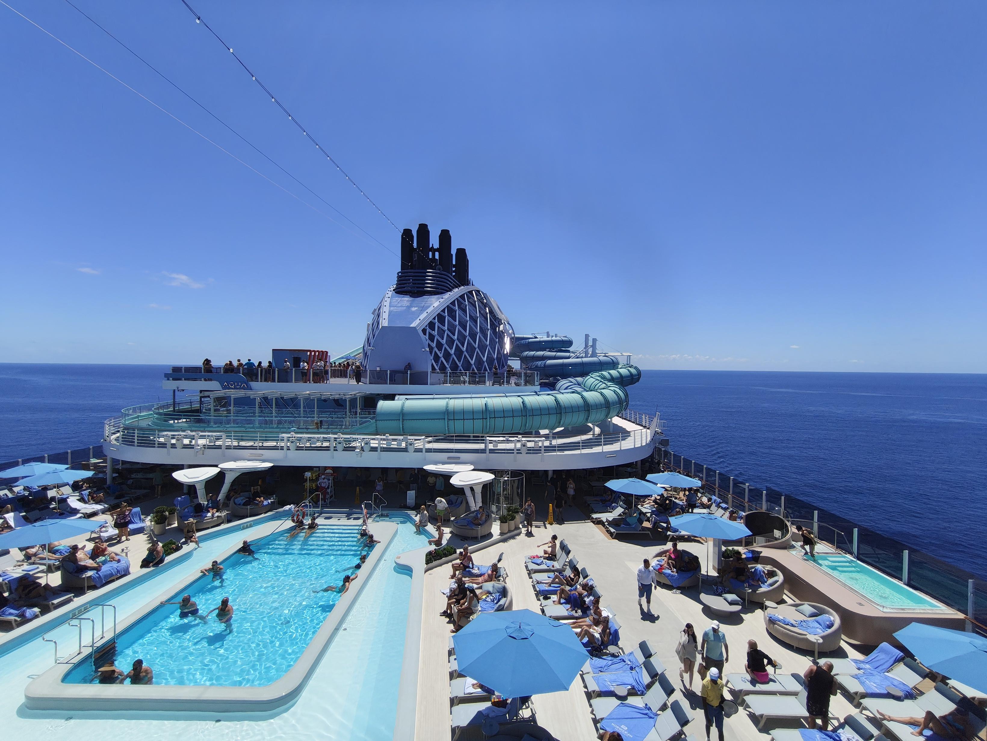 The upper decks of the Norwegian Luna