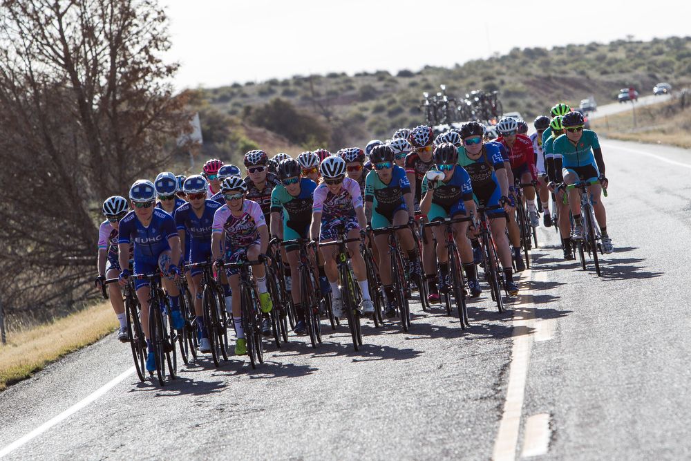 The peloton in action during stage 1 at Tour of the Gila