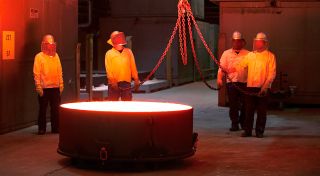 The first hexagonal segments for the main mirror of the European Southern Observatory's Extremely Large Telescope are seen being cast by the German company SCHOTT.