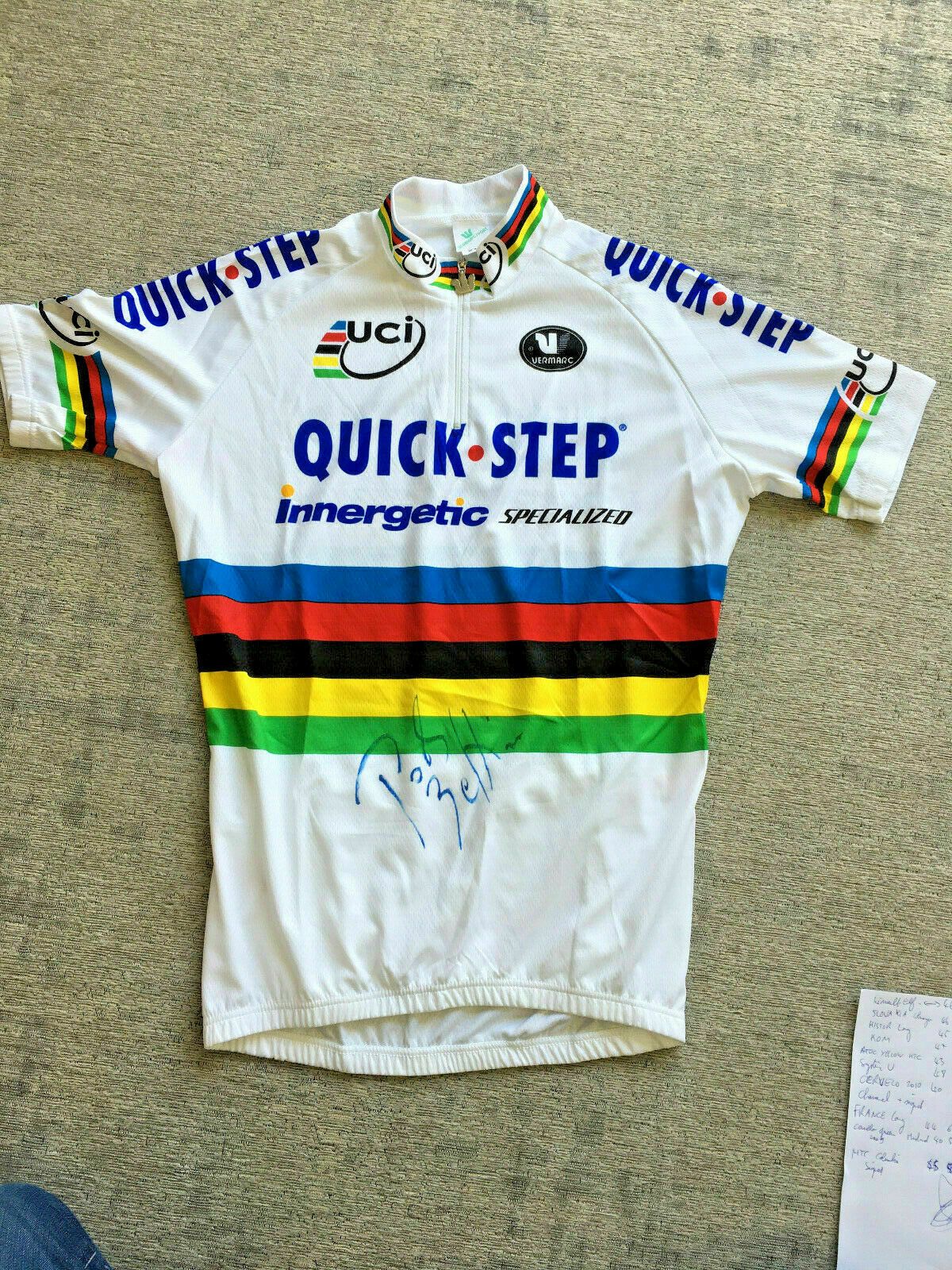 A signed Paolo Bettini 2008 world champion's jersey available on eBay