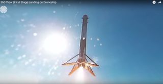 A SpaceX Falcon 9 rocket landed on a drone ship on April 8, 2016. A new video shows the landing from up-close, with a full 360-degree view. 