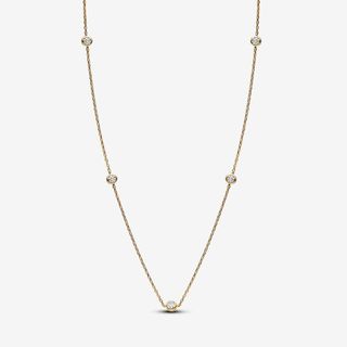 Pandora Era Bezel Lab-Grown Diamond Station Necklace 0.50 Carat Tw 14k Gold