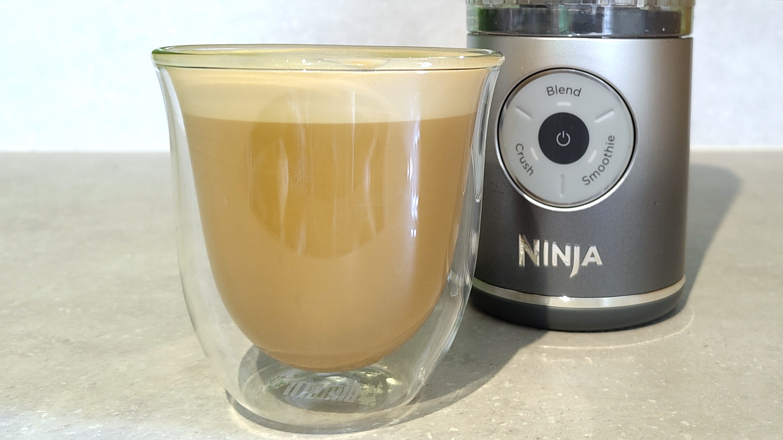 Blended iced coffee made using Ninja Blast Max blender