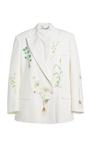 Embroidered Stretch-Wool Double-Breasted Jacket