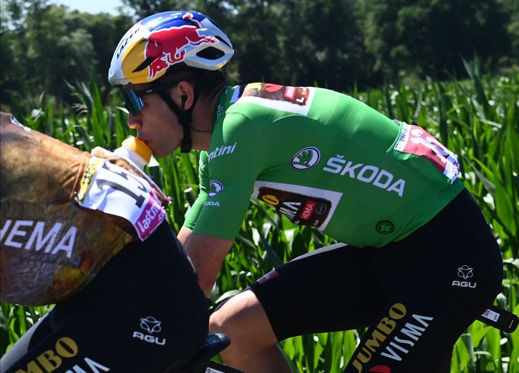 Belgian Wout Van Aert of JumboVisma wearing the green jersey of leader in the sprint ranking pictured in action during stage seven of the Tour de France cycling race a 176 km race from Tomblaine to La Super Planche des Belles Filles France on Friday 08 July 2022 This years Tour de France takes place from 01 to 24 July 2022BELGA PHOTO POOL JASPER JACOBS UK OUT Photo by JASPER JACOBS BELGA MAG Belga via AFP Photo by JASPER JACOBSBELGA MAGAFP via Getty Images