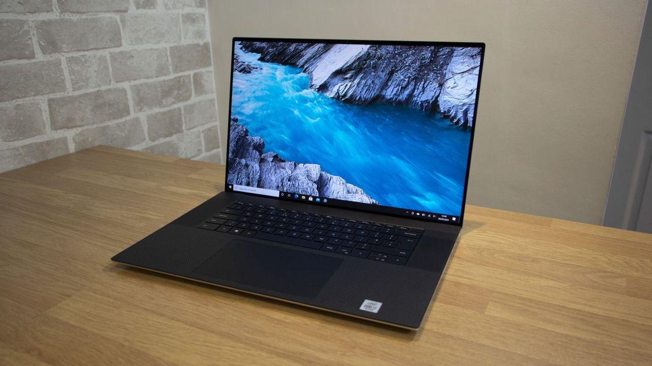 The Dell XPS 17 open on a table