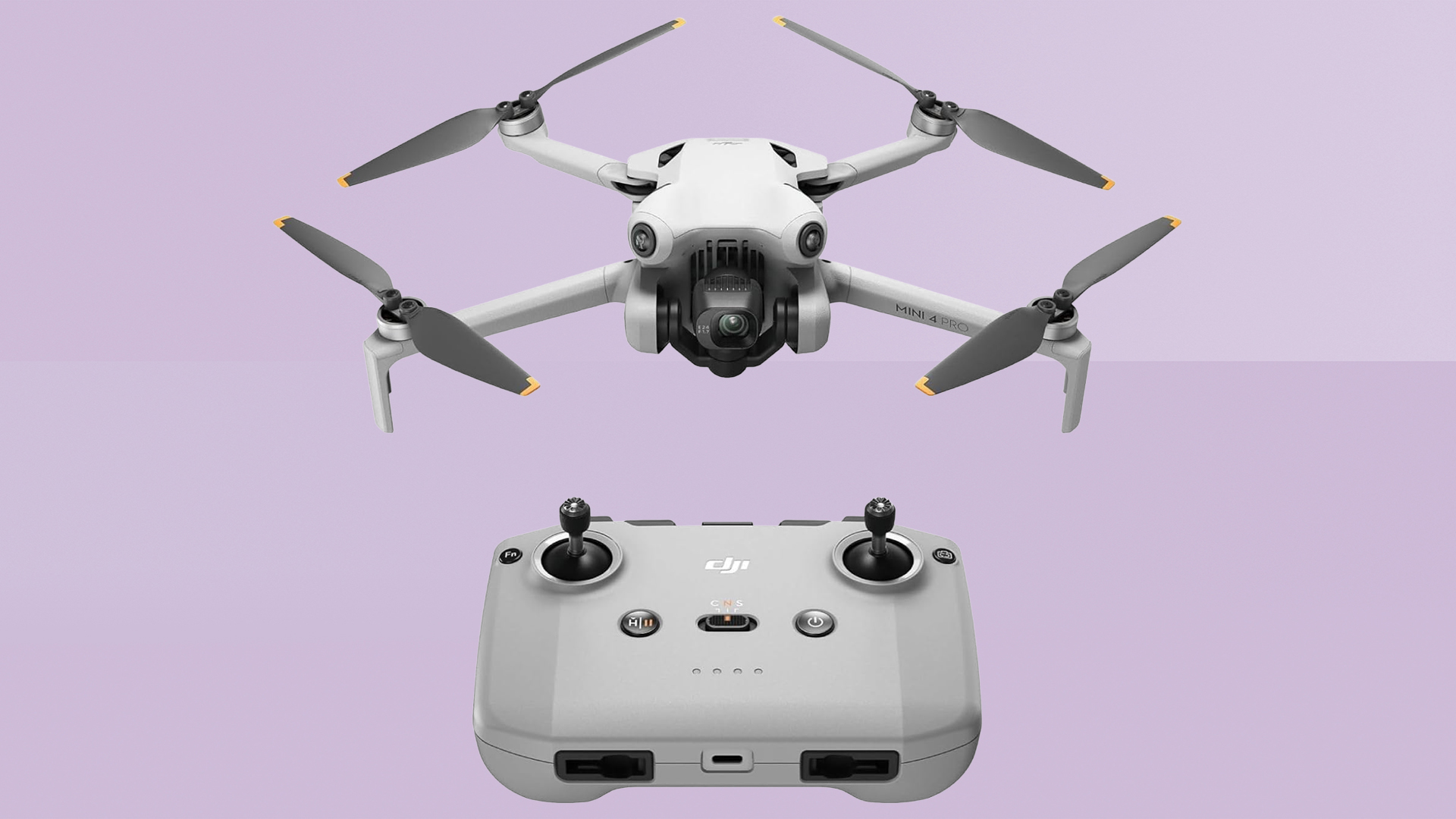 DJI Mini 4 Pro against purple background