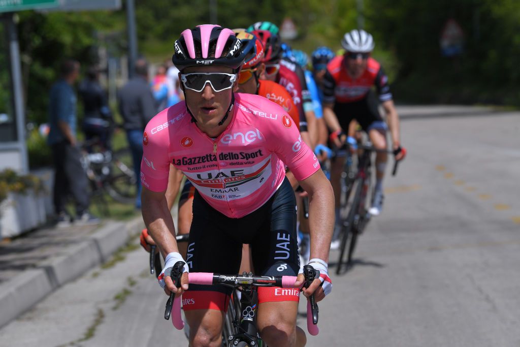Valerio Conti (UAE Team Emirates) in the maglia rosa