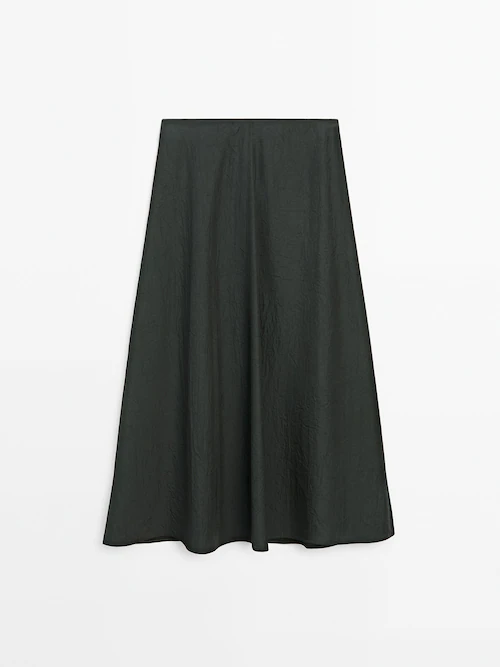 Flowing Midi Skirt With Crackled Finish