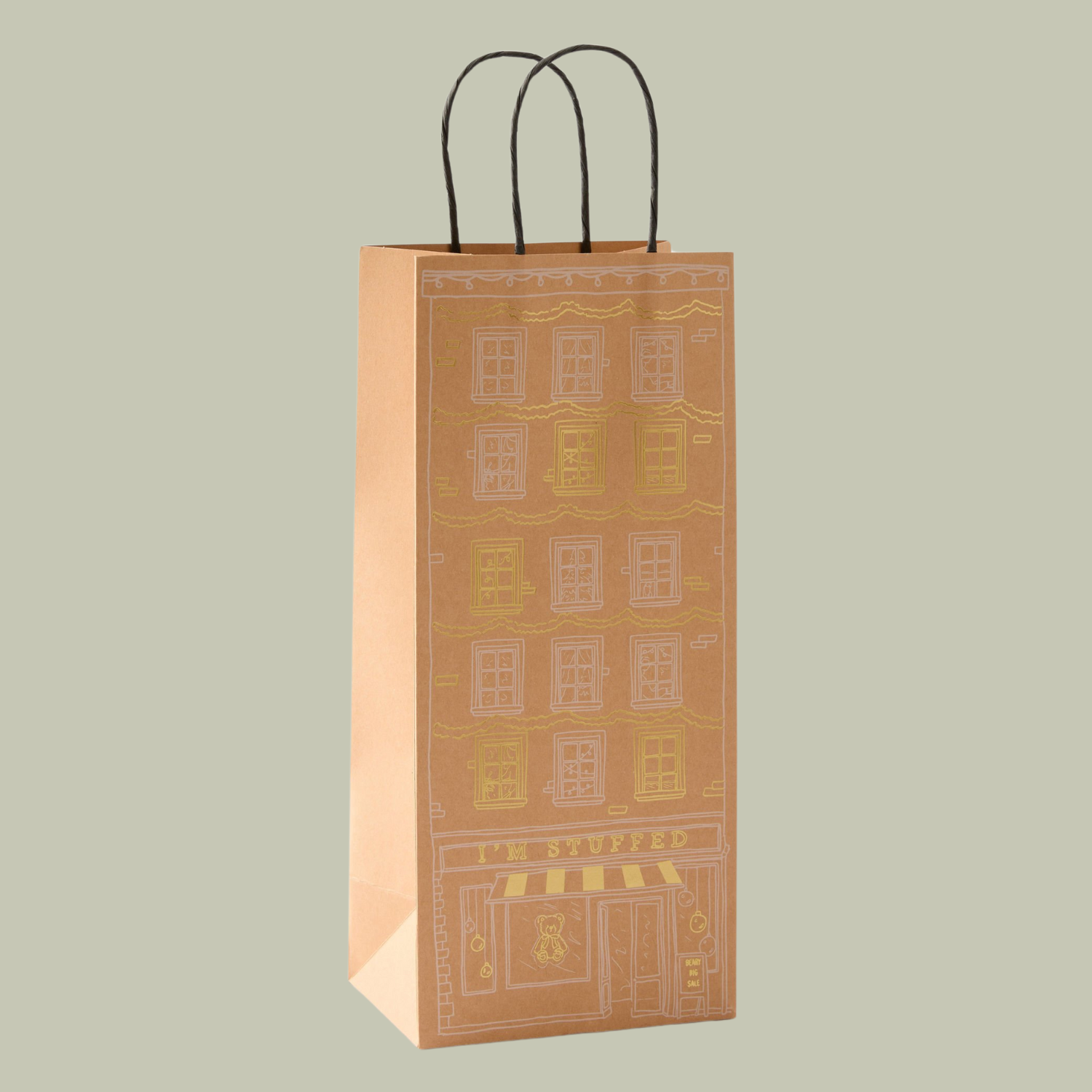 A brown paper gift bag