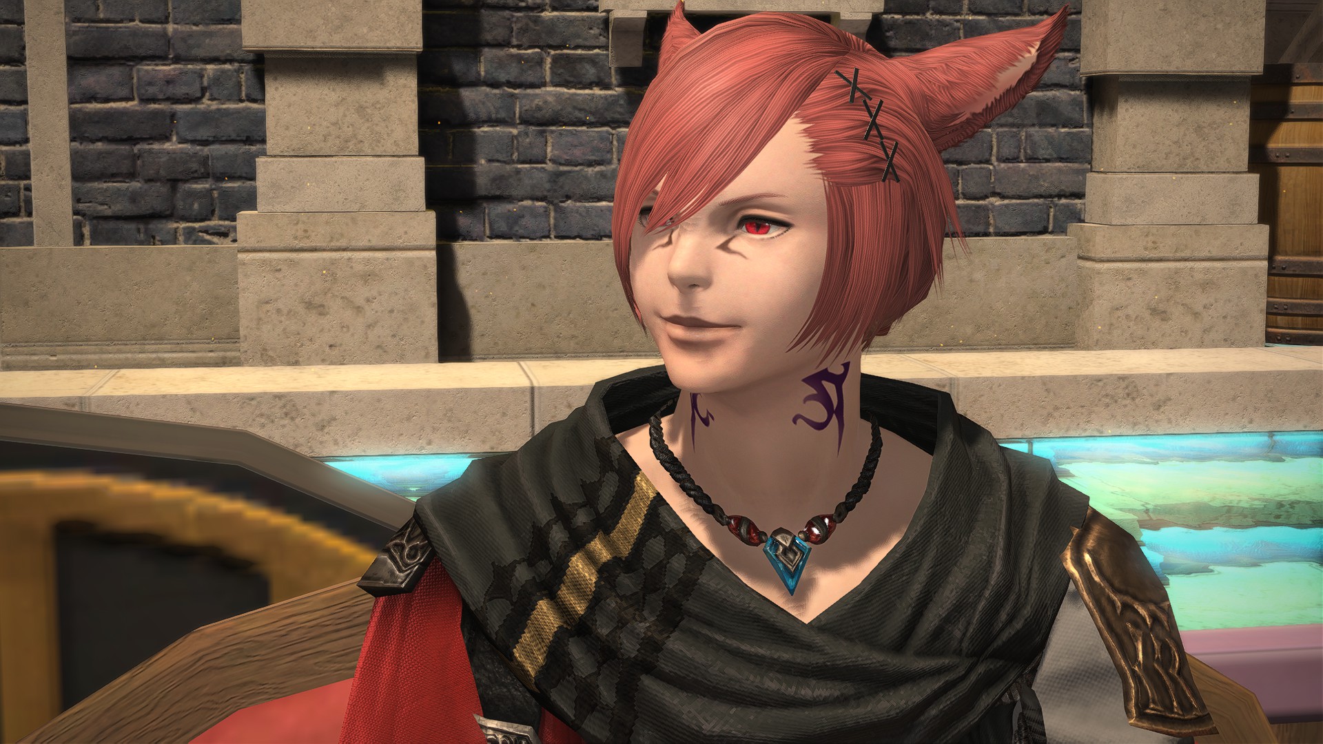 G'raha Tia sits, contented, on a boat in Final Fantasy 14: Dawntrail.