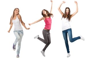 Teen girls dancing