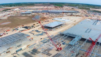 A data center seen from the air in Port Washington, Wisc.