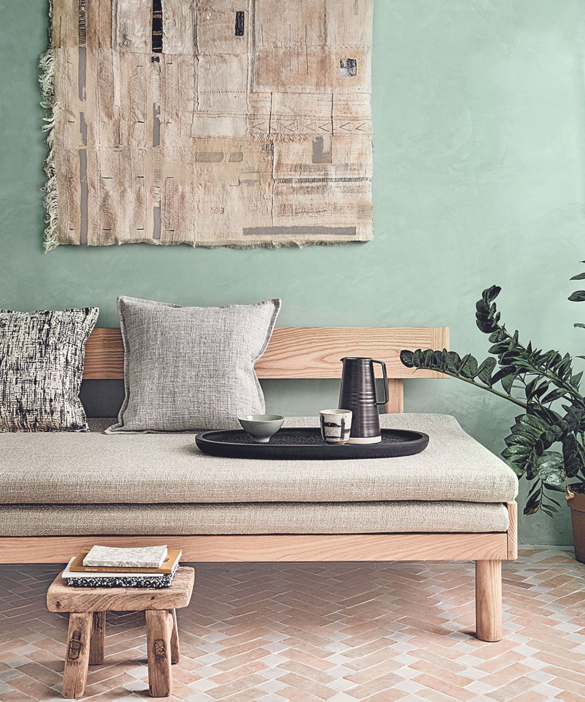 A light green living room