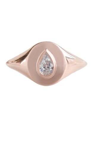 The Signet Ring with a .32ct Pear-Cut White Diamond