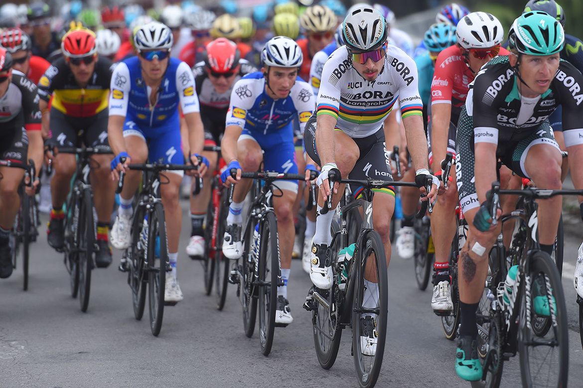 Peter Sagan (Bora-hansgrohe) tucked in the peloton