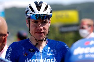 SAINTVALLIER FRANCE JUNE 03 Fabio Jakobsen of Netherlands and Team Deceuninck QuickStep at arrival during the 73rd Critrium du Dauphin 2021 Stage 5 a 1754km stage from SaintChamond to SaintVallier UCIworldtour Dauphin dauphine on June 03 2021 in SaintVallier France Photo by Bas CzerwinskiGetty Images