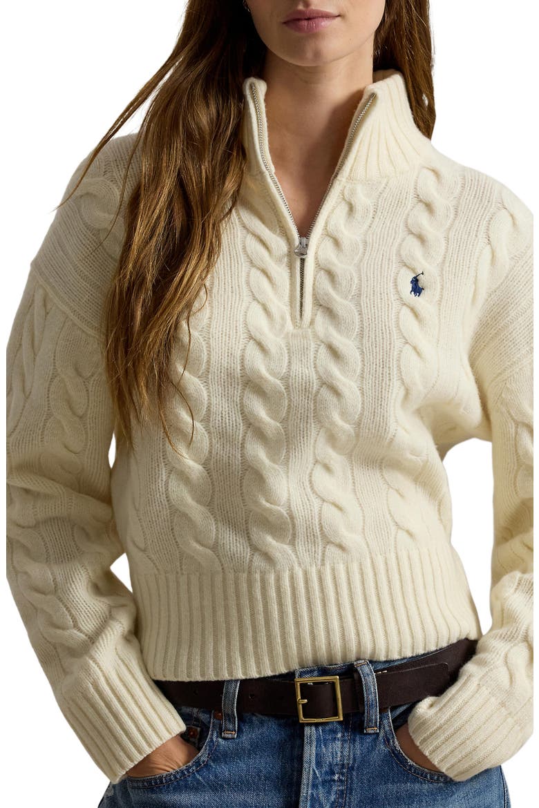 Cable Wool &amp;amp; Cashmere Half-Zip Sweater