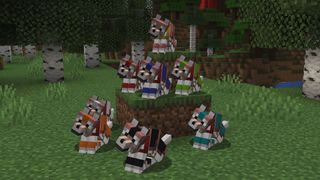 Image of Minecraft's colorful wolf armor.