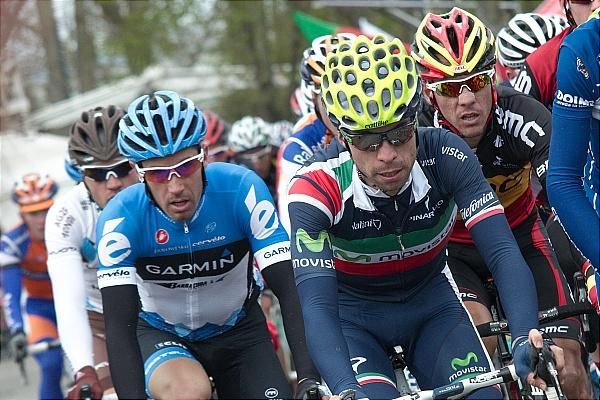 It was a colorful peloton despite the gray weather
