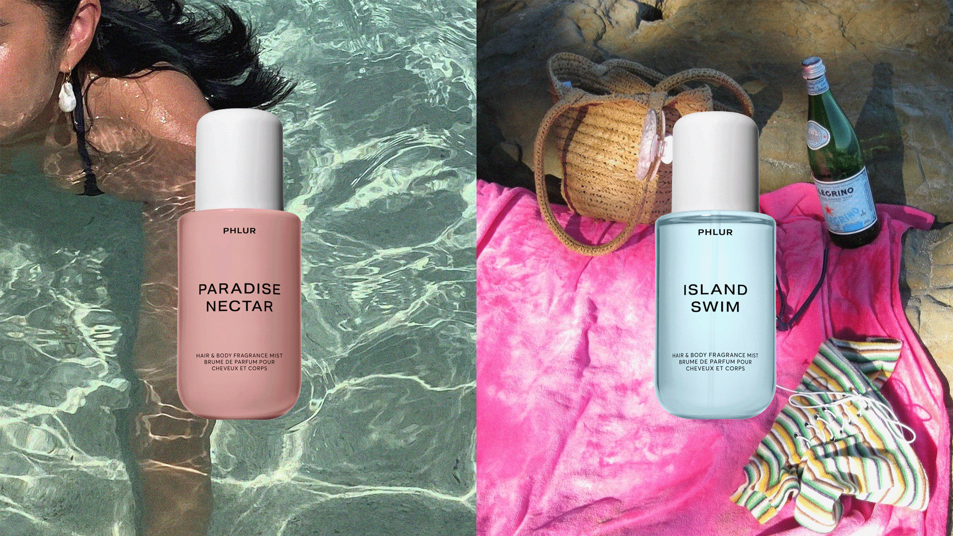 Phlur summer hair and body mist collage