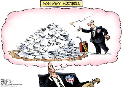 Editorial cartoon U.S. NFL concussions