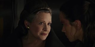 Leia speaking with Rey in The Last Jedi