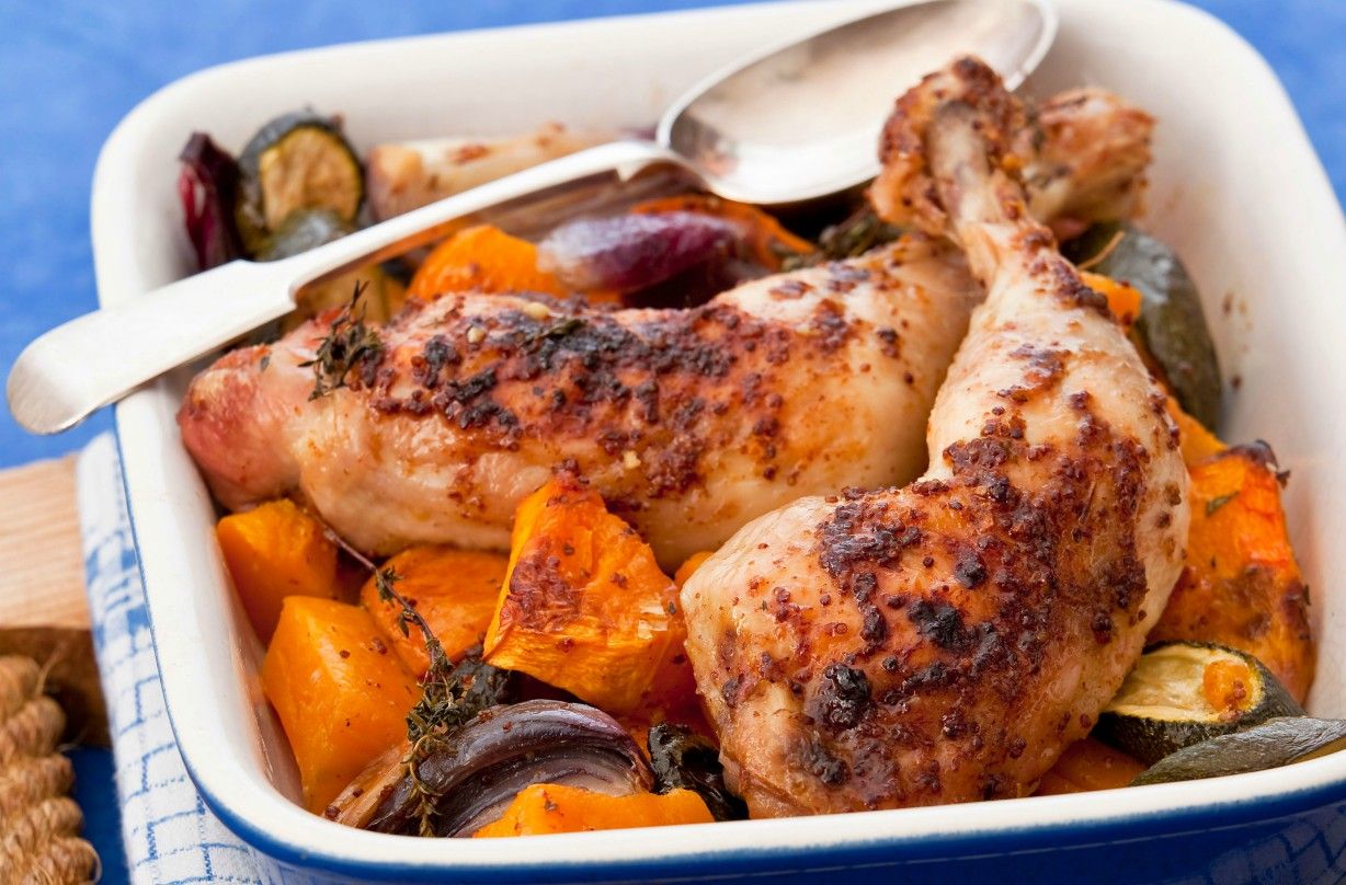 Maple-glazed chicken with butternut squash