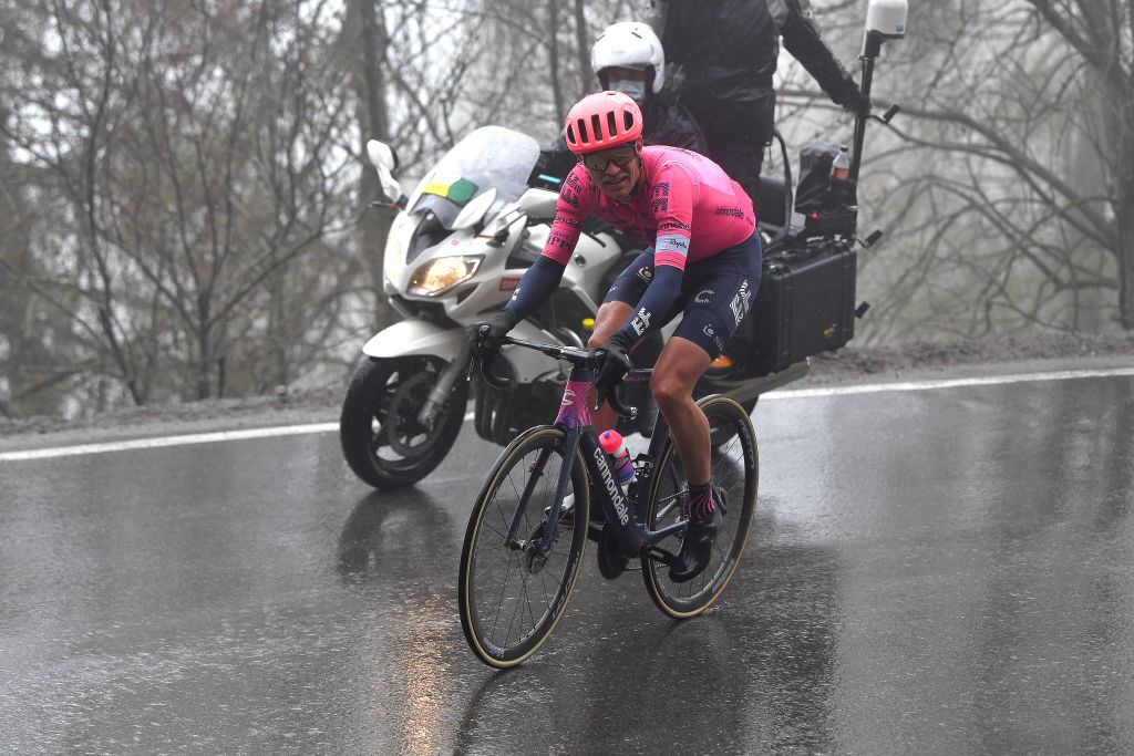 THYON 2000 LES COLLONS SWITZERLAND MAY 01 Magnus Cort Nielsen of Denmark and Team EF Education Nippo in the Breakaway during the 74th Tour De Romandie 2021 Stage 4 a 1613km stage from Sion to Thyon 2000 Les Collons 2076m TDR2021 TDRnonstop UCIworldtour on May 01 2021 in Thyon 2000 Les Collons Switzerland Photo by Luc ClaessenGetty Images