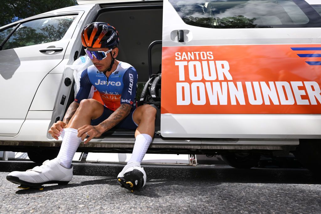 Caleb Ewan (Jayco AlUla) getting ready for the start of stage 3