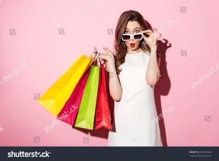 This vibrant image combines colour, eye contact and humour – perfect for a shopping site’s hero image (Photo by Dean Drobot; click to see it on Shutterstock)