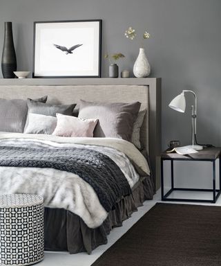bedroom with grey wall and frame
