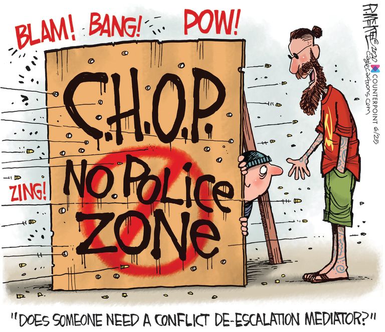 Editorial Cartoon U.S. Seattle CHOP no police