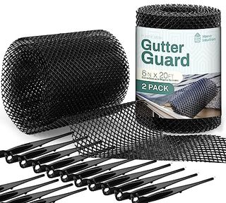 Home Intuition 2-Pack Leader and Gutter Guard from Leaves, Twigs, Branches Plastic Mesh Guards Leaf Protector 6