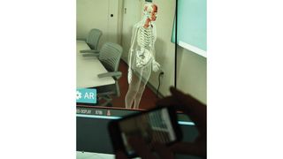 Kornberg demonstrates the ability to study a body in augmented reality.