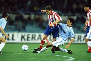 Christian Vieri in action for Atletico Madrid against Lazio in the UEFA Cup in 1998.