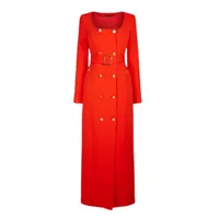 Get the look: Compact Viscose Tux Sleeved Belted Maxi Dress, was £255 now £153 | Karen Millen